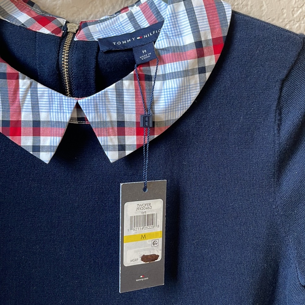 Tommy Hilfiger Plaid Layered-Look Sweater Sz M - Picture 5 of 6
